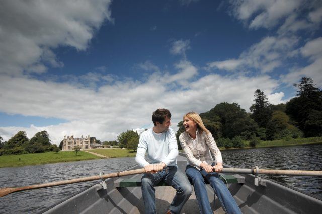 Boating on private lake couple romantic adventure exciting break Northern Ireland country estate historic outdoor activity