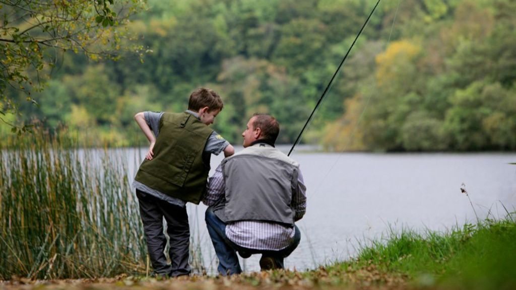 Father and Son Fishing in Spring at Blessingbourne